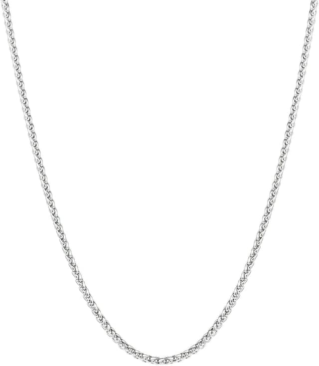 Detalle de Esrael Weizen/Venetian Edelstahlkette (2/3 mm) in Silber für Herren & Jungen – Kettenlänge 18/20/22/24 Zoll