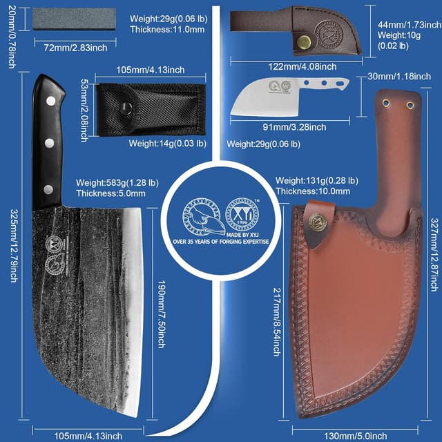 Detalle de XYJ Chef Knife y Pinzas de Carne, 7.5" 🌟 Años de Tradición