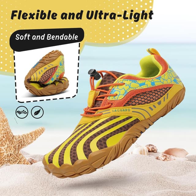 Detalle de SAGUARO Enfants Chaussures minimalistes respirantes pour trail (GR.24-36) – modèle jaune