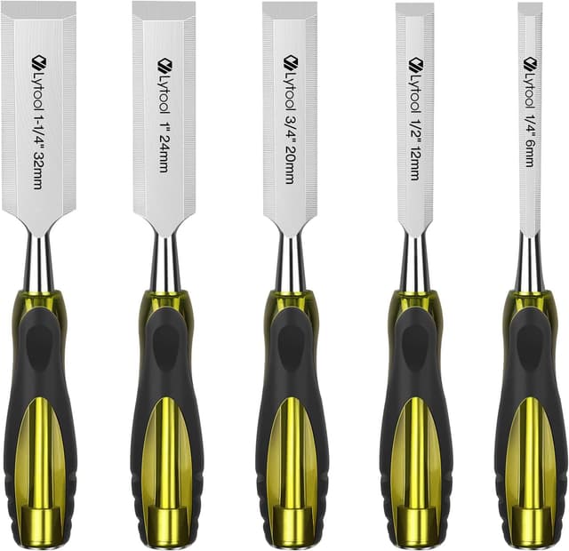 Detalle de Set de 5 ciseaux à bois Lytool avec pointes protégées (6, 12, 20, 24, 32 mm)