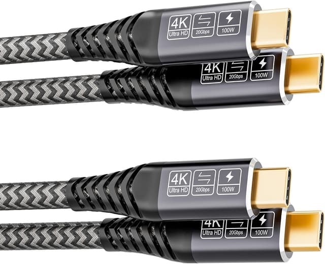 Detalle de CAKOBLE USB‑C to USB‑C 1m (2‑pack) cable, USB 3.2 Gen 2 20Gbps and up to 4K video