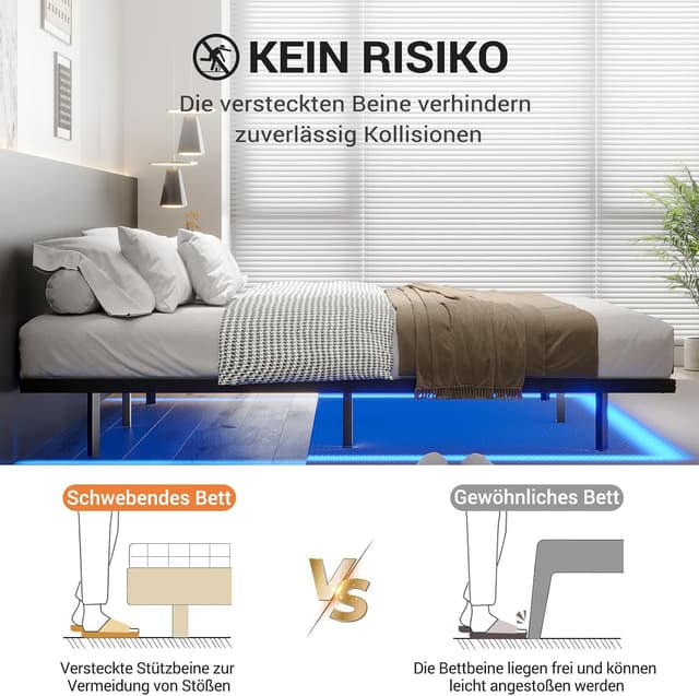 Thumbnail 6 de DICTAC Lit 140 x 190 avec sommier métal et éclairage LED RVB (sans matelas)