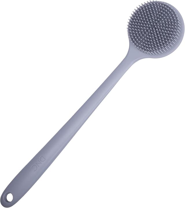 Detalle de DNC Silicone Back Scrubber with Long Handle (Gray) – Shower & bath body brush