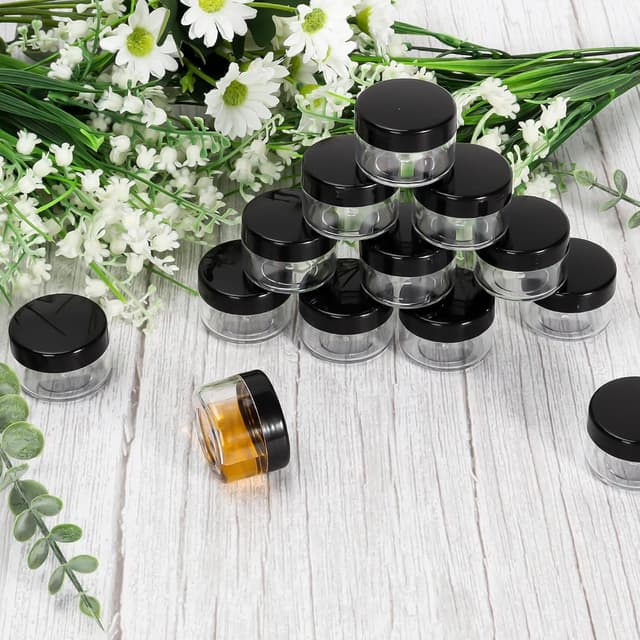 Detalle de SHiZAK 30 Pack Empty Sample Pots (15g/15ml) Plastic Travel Cosmetic Containers in Black