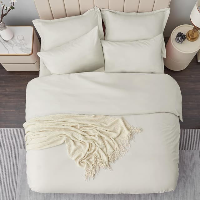 Thumbnail 4 de Aisbo King Size Duvet Cover Set Beige