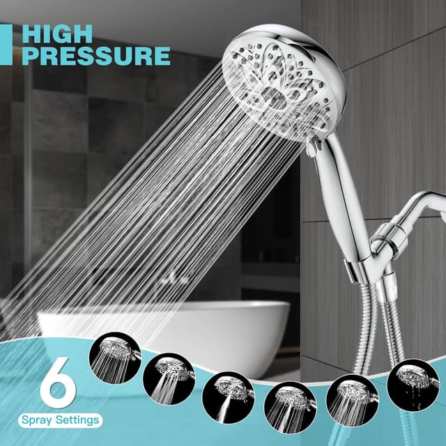Detalle 2 de JDO 4.7" 6-Setting High Pressure Handheld Shower Head