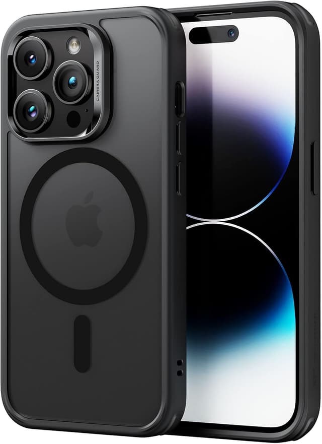 Detalle de ESR Classic Hybrid MagSafe Hülle für iPhone 14 Pro Max – mattschwarz, mit militärischem Sturzschutz