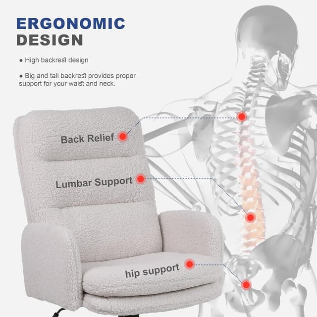 Thumbnail 6 de Youhauchair Desk Chair Cream faux cashmere, adjustable