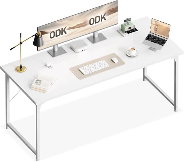 Detalle de ODK Scrivania per Ufficio 160x55 cm Bianca, tavolo stabile per computer e studio