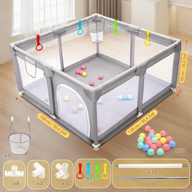 Thumbnail 4 de CHOLY Laufstall Baby 128x128 cm Laufstall