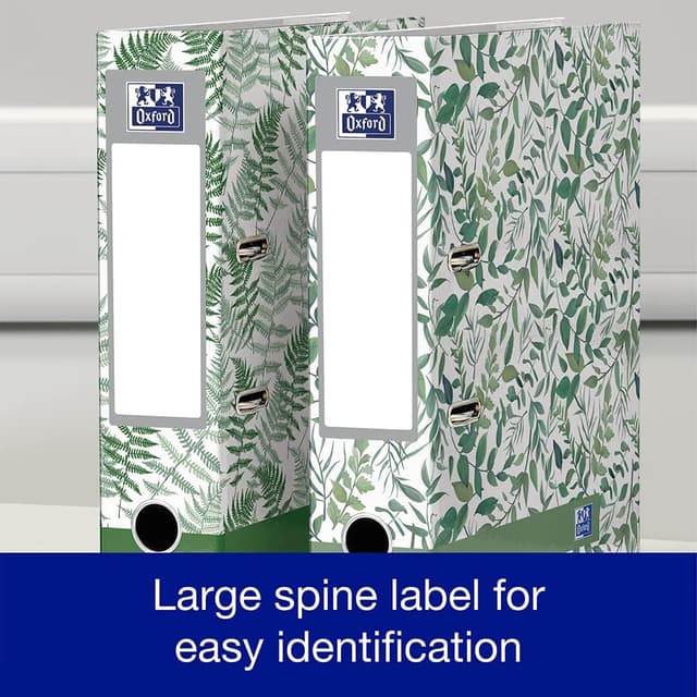 Detalle de Oxford A4 Lever Arch Files with Leaves Pattern – 2 Pack, 70mm Spine (holds up to 560 sheets)