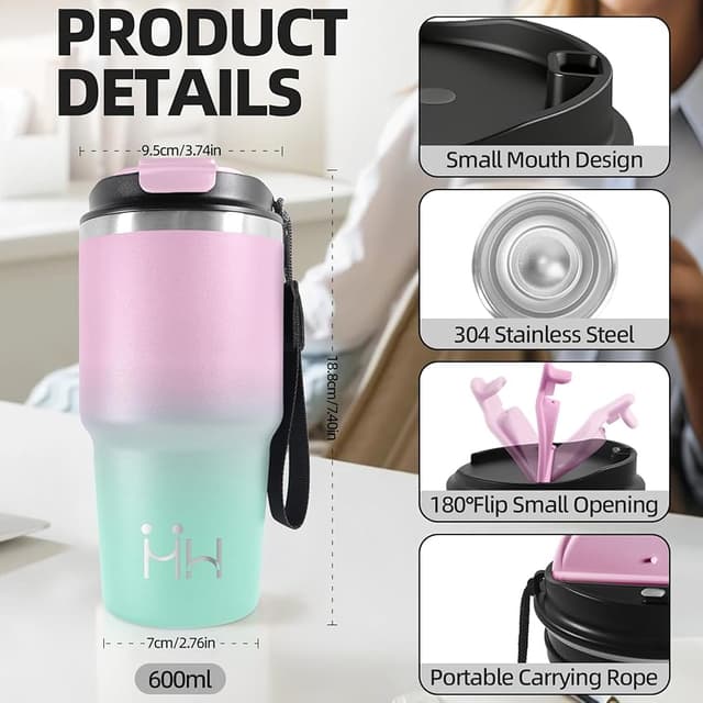 Detalle 2 de HoneyHolly Termo Café 600 ml: vaso térmico antigoteo