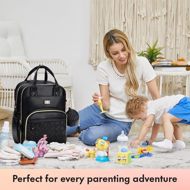 Thumbnail 6 de Dikaslon Changing Bag Backpack (Large) with Portable Changing Mat, Pacifier Holder & Stroller Straps