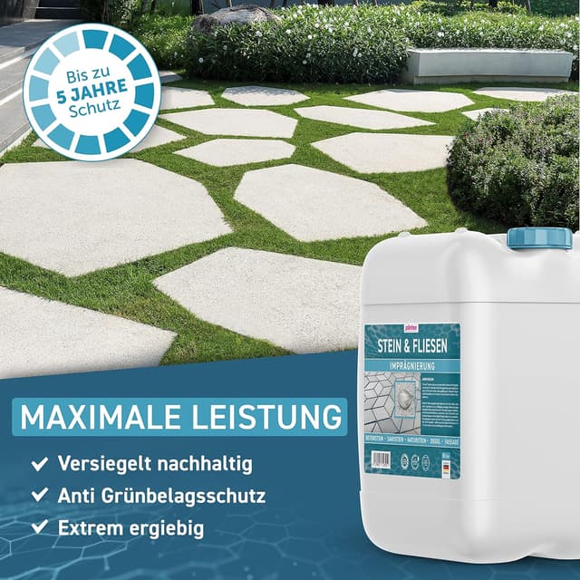 Detalle de PLINTEX Steinimprägnierung Außen & Innen (10 L) – wasser- und schmutzabweisend für Naturstein, Beton & mehr