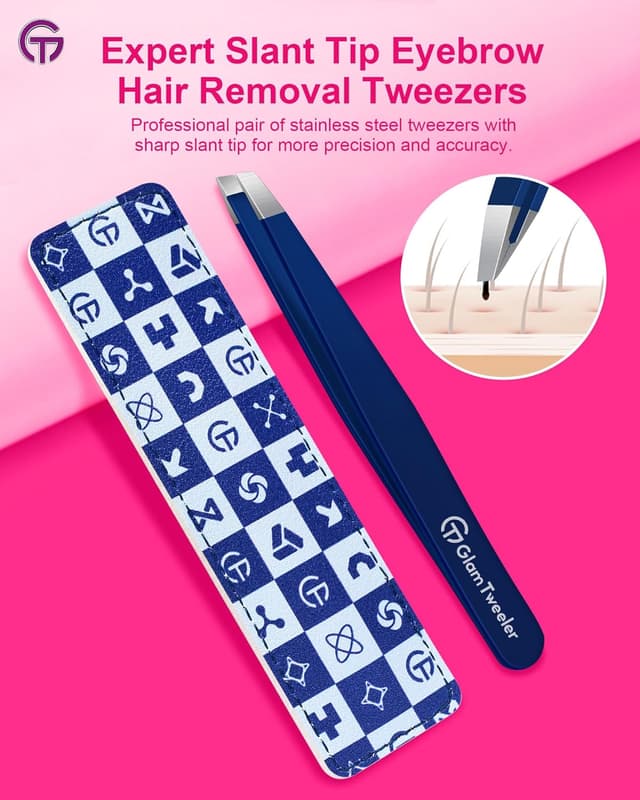 Detalle 2 de GlamTweeler Expert Slant Tip Tweezers with Case 🪮