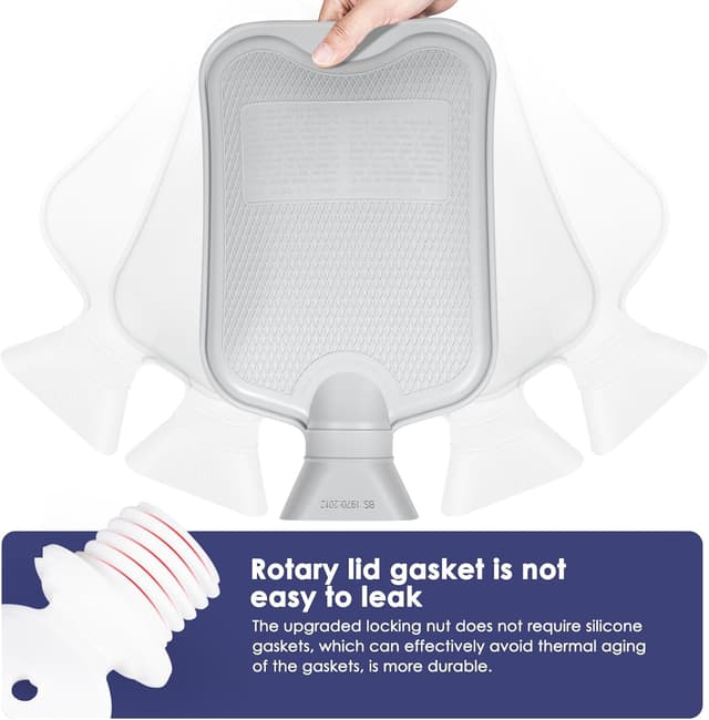 Detalle 2 de BOLEi 2L Hot Water Bottle with Luxury Cosy Faux Fur Cover (Blue) – Leakproof large warmth for neck, shoulders, hands & feet