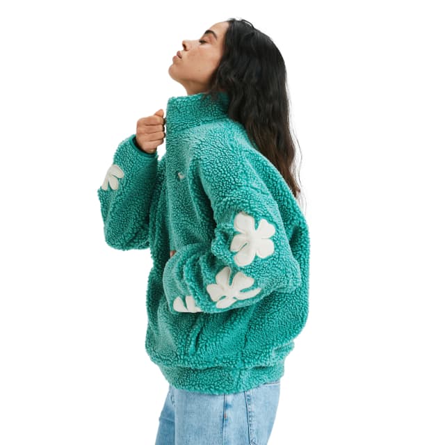 Detalle de Roxy Far Away: forro polar de mujer con cremallera y tejido tipo sherpa