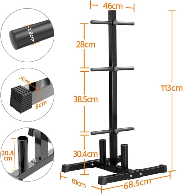 Detalle de Yaheetech rastrelliera per dischi e bilancieri in metallo con supporti regolabili (portata 400 kg)