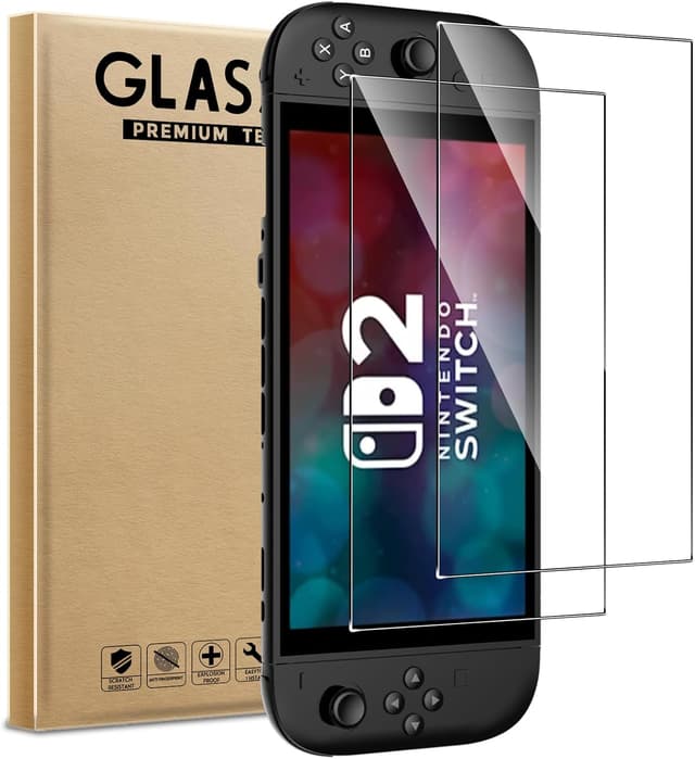 Detalle de Lot de 2 verres trempés WFTE pour Nintendo Switch 2 (modèle 2025) – 0,26 mm, dureté 9H, transparence 99%