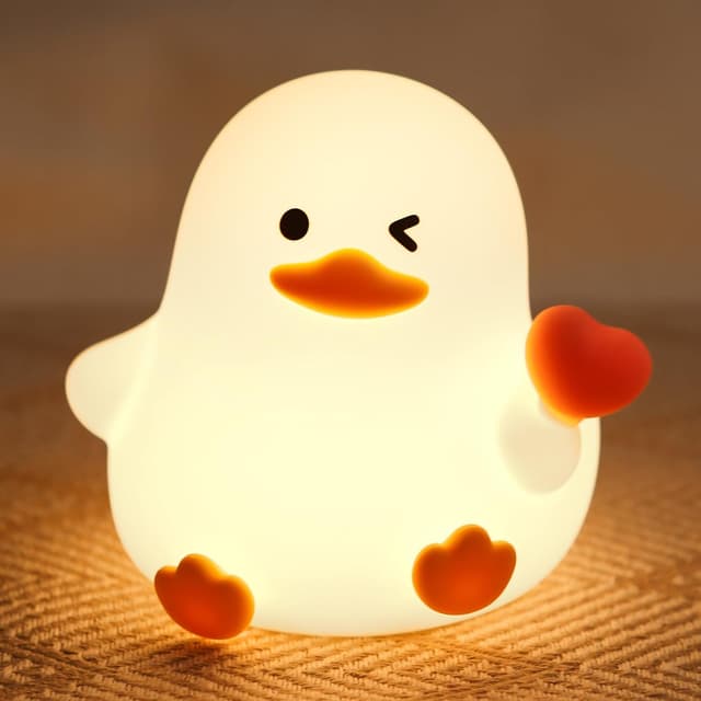 Detalle de JVURICE® Kinder-Nachtlicht Ente aus Silikon, dimmbar & RGB mit Touch und Timer