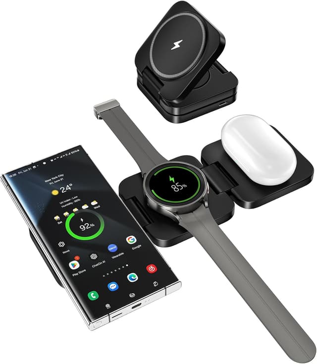 Detalle de KU XIU Stazione di ricarica wireless 3 in 1 per Samsung