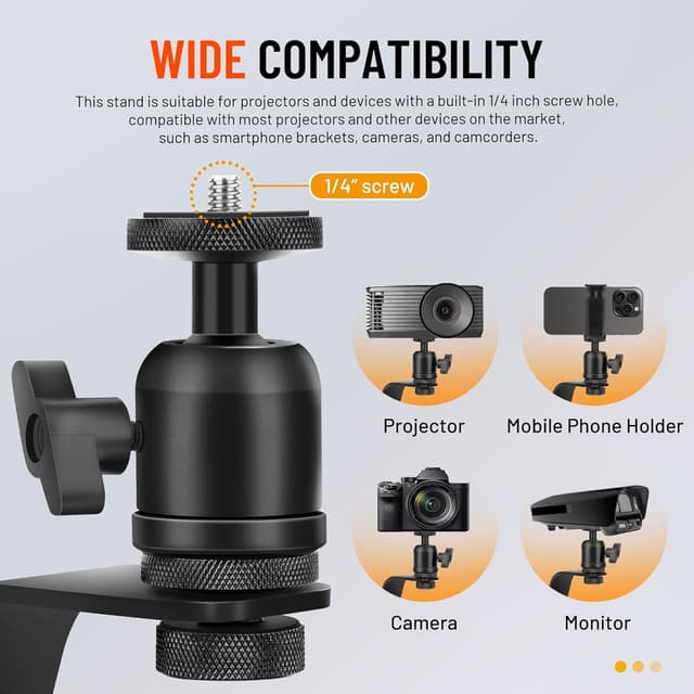 Detalle 2 de CAHAYA Desktop Projektorständer mit 1/4'' Schraubanschluss (bis 5 kg) und 360° Drehung – CY00375-1