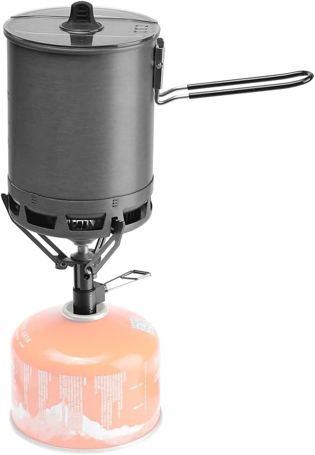 Detalle de Fire-Maple Petrel Ultralight camping cookware set (0.6L pot, titanium stove, heat exchanger base)