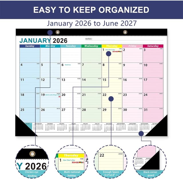 Detalle 2 de Calendario da parete 18 mesi gennaio 2026 - giugno 2027