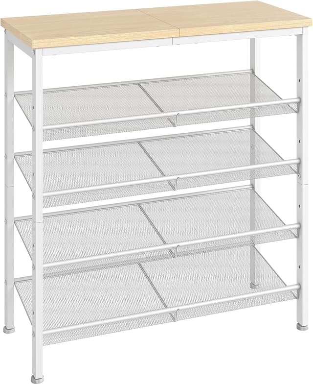 Detalle de HOOBRO Étagère à chaussures EWN12XJ01 (5 niveaux) pour 16 à 20 paires, maille métallique réglable