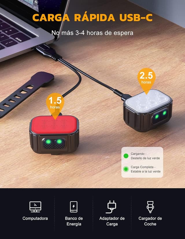 Detalle de CIRYCASE Luz Bicicleta Ultrabrillante 8 modos