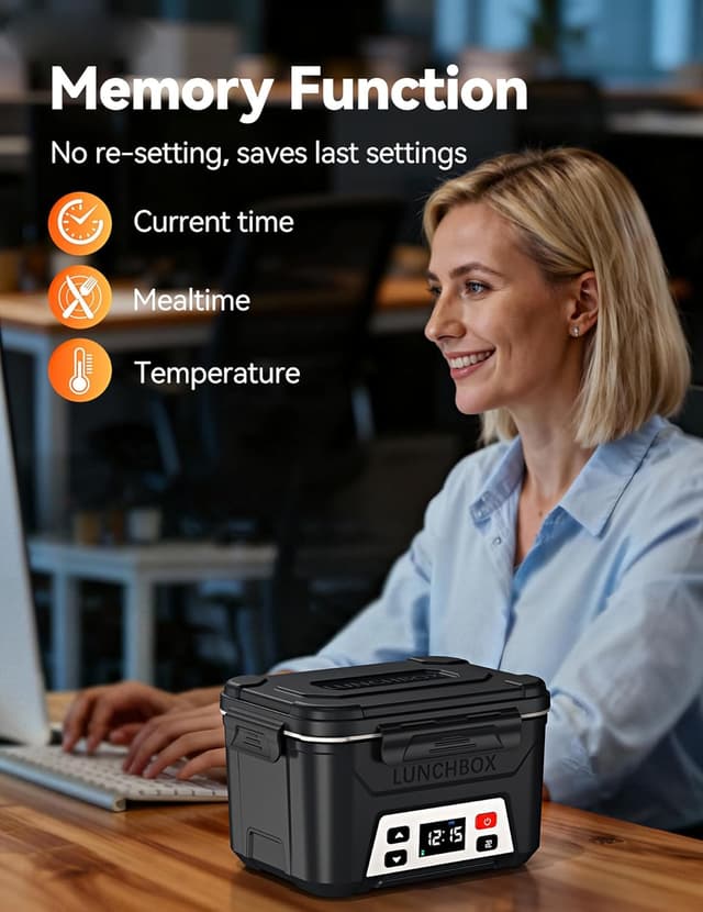 Thumbnail 6 de EAST OAK Heated Lunch Box for Men (Cordless Electric) — 5.5 Cups, Rechargeable Self-Heating with Memory Function