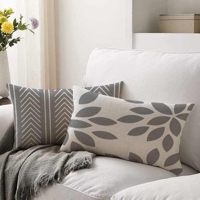 Thumbnail 6 de ZWJD Kissenbezug 30x50 cm im 4er-Set (Grau) – Leinen-Mischgewebe für Deko-Kissen, innen & außen