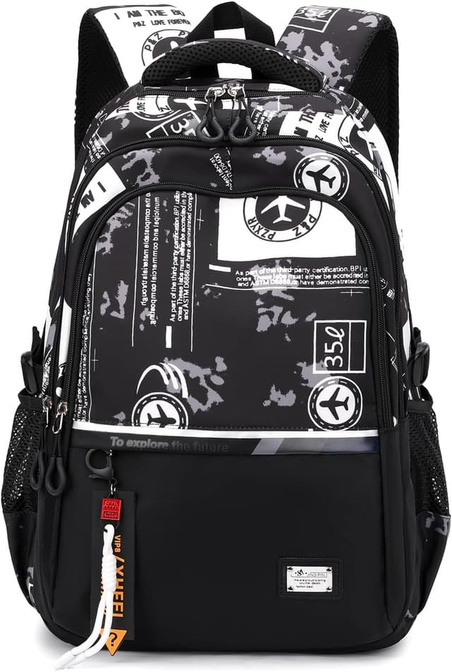 Detalle de Amythe Zaino per Scuola Superiore e Media per Ragazzi con PC 16 pollici, 32 litri, impermeabile – Nero