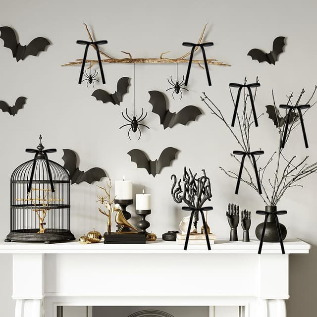 Detalle de 30 Pack Black Velvet Christmas Tree Bows – Vintage-style wreath ribbon bows for indoor or outdoor decorating