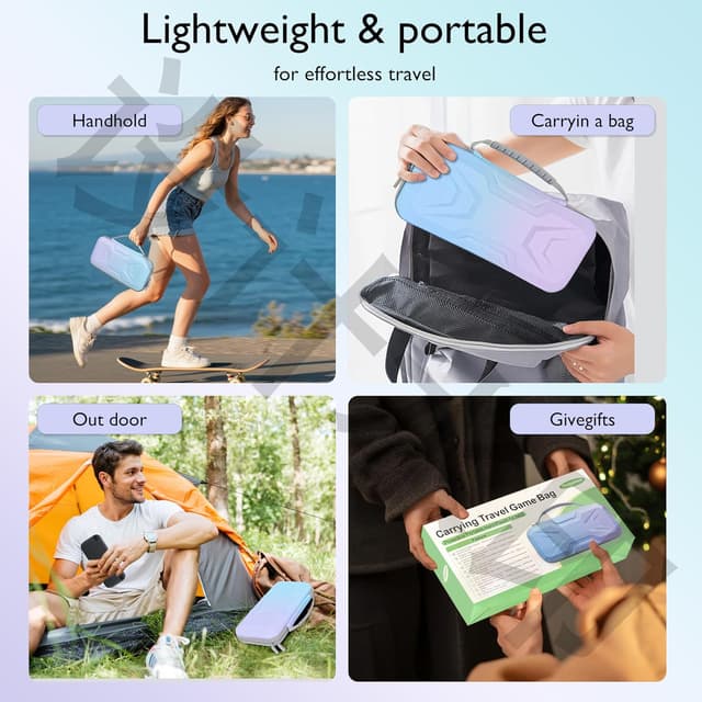 Detalle de Carry Case for Nintendo Switch 2 (2025) – Shockproof Hard Case Travel Bag with Storage for Console, Accessories & 20 Game Cards (Blue-Green Gradient)