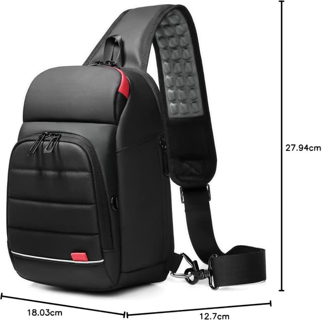 Thumbnail 6 de GYakeog sacoche bandoulière imperméable pour homme avec port USB intégré et poche iPad 7,9