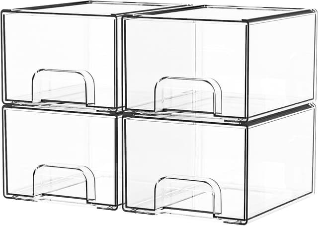 Detalle de Yieach 4 Pack Clear Stackable Storage Drawers