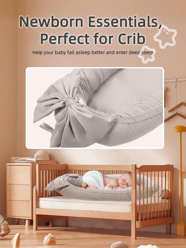 Detalle 2 de Babynest Nestchen für Babybett, Grau