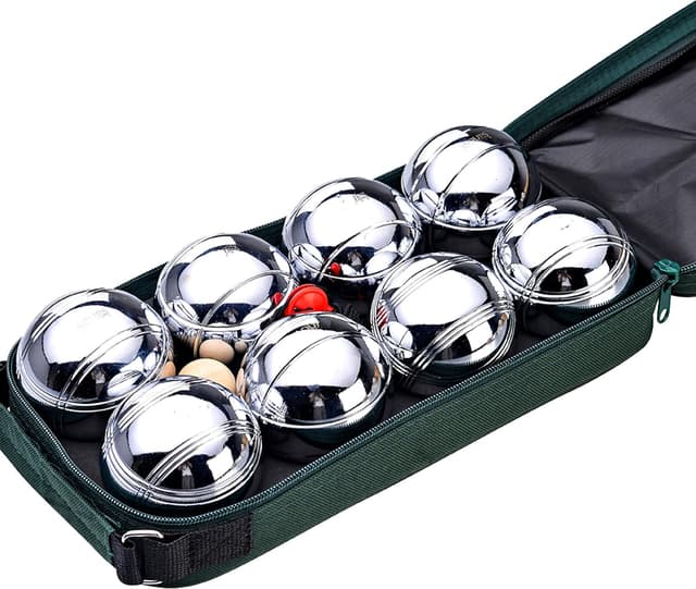 Detalle de Jaques of London Luxury Boules Set – steel garden petanque set for families with wooden jack