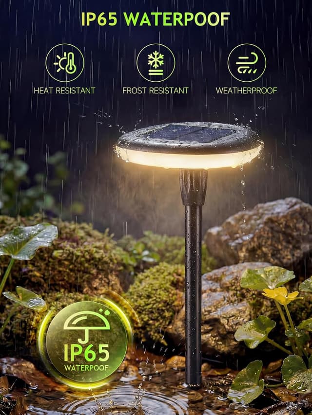 Detalle 2 de Togaga Lampe Solaire Extérieur Lardin 4 pièces à LED blanc chaud (IP65) — hauteur réglable