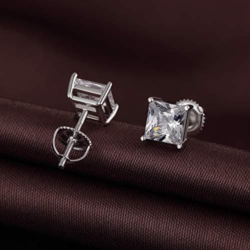 Detalle 2 de Pendientes de rosca jiamiaoi en plata de ley 925 con circonita (4 mm a 8 mm)