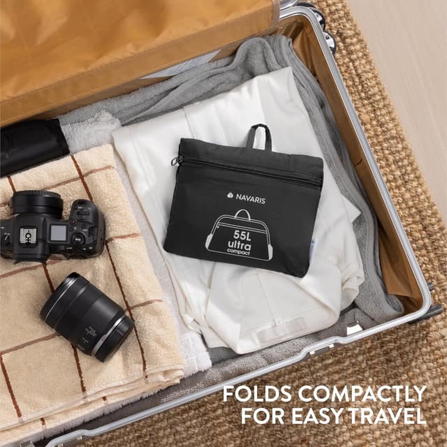 Detalle de Navaris Travel Bag Weekend Foldable Holdall (55L) – Cabin & Underseat Travel Duffle in Black