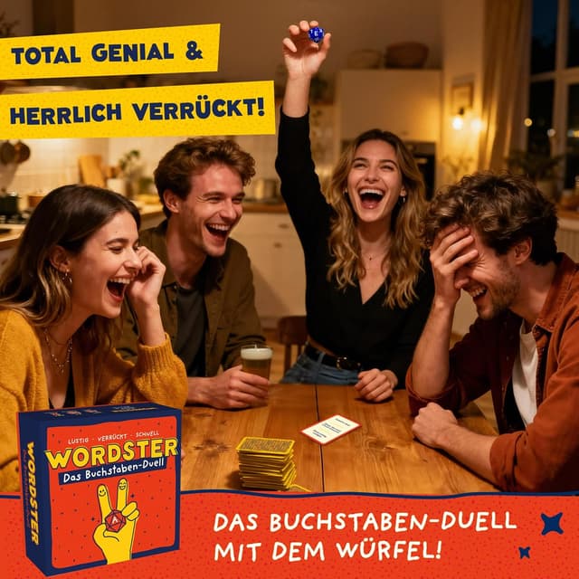 Detalle de WORDSTER – Das Buchstaben-Duell: Stadt Land Fluss Kartenspiel für 2 bis 8 Personen ab 10 Jahren