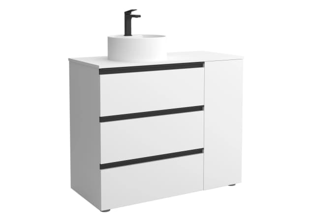 Detalle de Salgar Bequia Plus Metal — mueble baño 3 cajones 1 poza