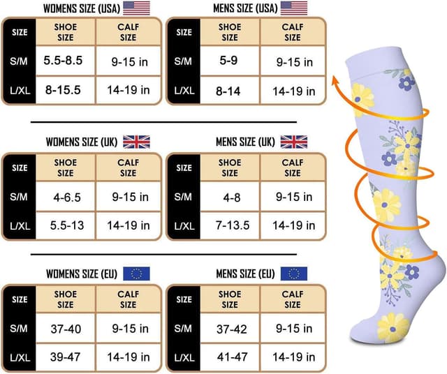 Detalle 1 de 15–20 mmHg Compression Socks (6 Pack) for Women and Men – Graduated Support for Running, Nursing and Everyday Wear