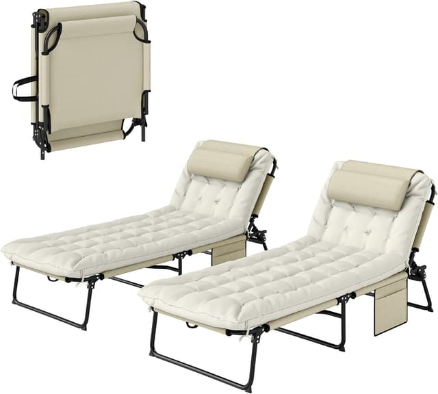 Detalle de Outsunny transats bains de soleil 2 pcs beige