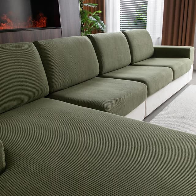 Detalle de OHSIO Housse de coussin de canapé extensible antidérapante lavable universelle (tailles M, 1 housse d’assise) – vert