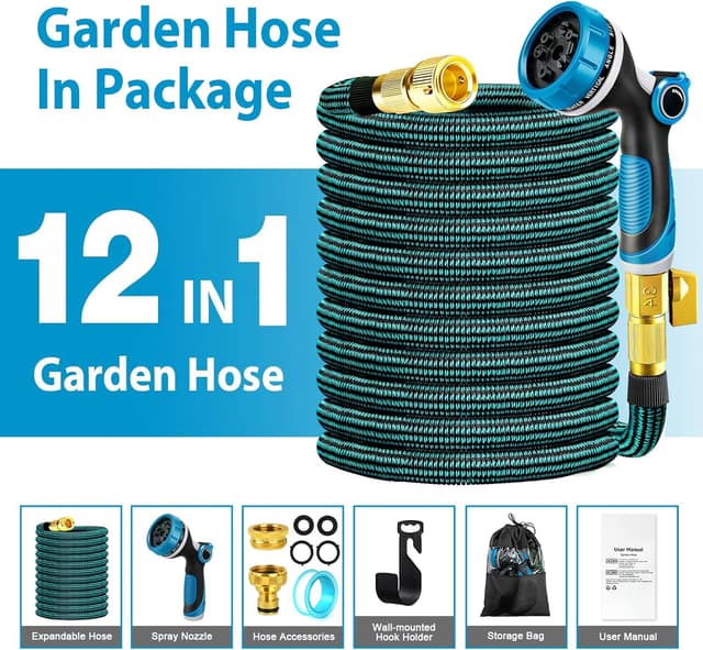Detalle 2 de Viosmut Expandable Garden Hose Pipe 15m (50ft) with 10-Mode Spray Gun and Retractable Design