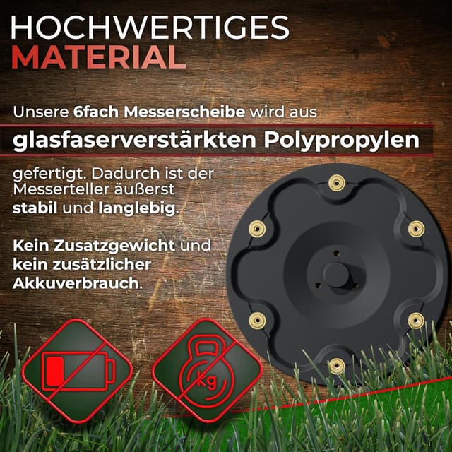 Detalle de 6-fach Messerscheibe kompatibel mit Segway Navimow i-Serie (i105E, i108E, i110n, i205 AWD, i208 AWD) – Premium Mähteller aus glasfaserverstärktem Kunststoff