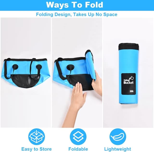 Detalle 2 de Seau pliable flintronic 10L / 12L / 20L pour pêche, randonnée, nautisme et jardinage